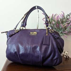 Coach Sophia plum leather satchel with shoulder strap